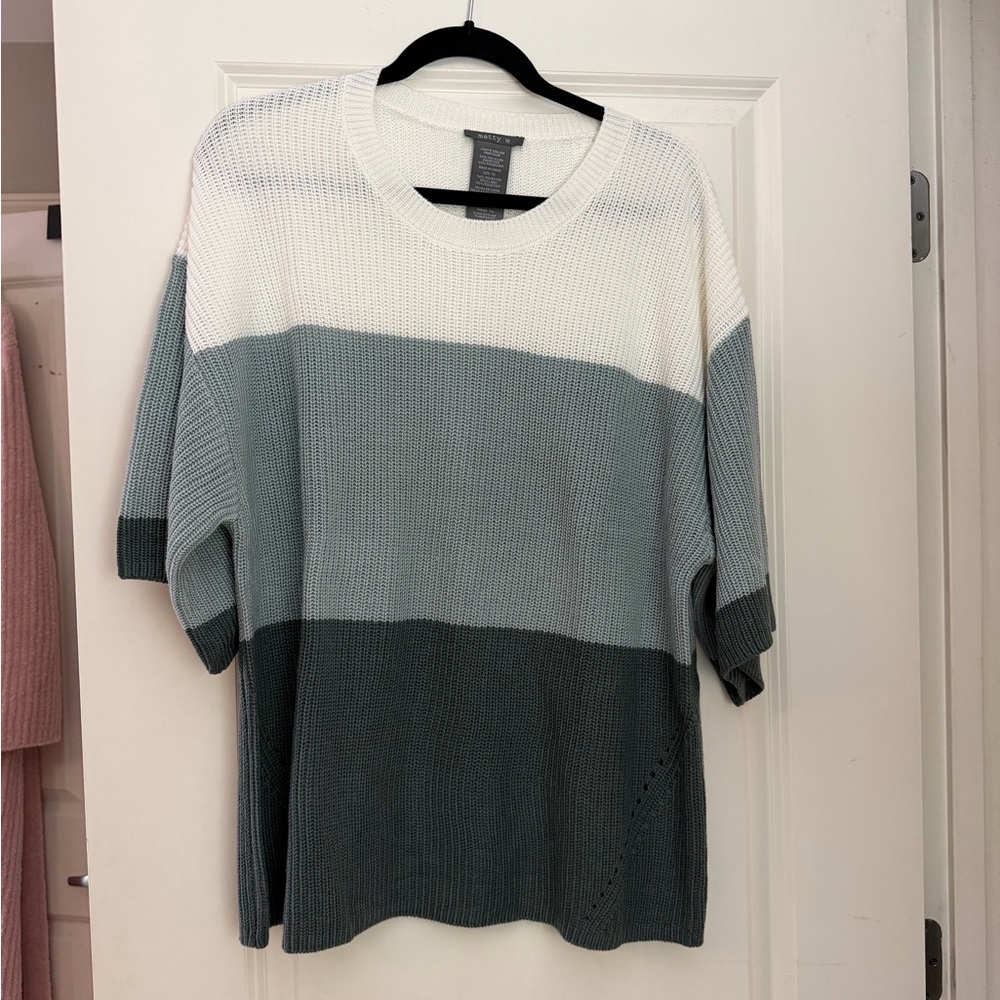 Matty M White Knit Short-Sleeve Sweater